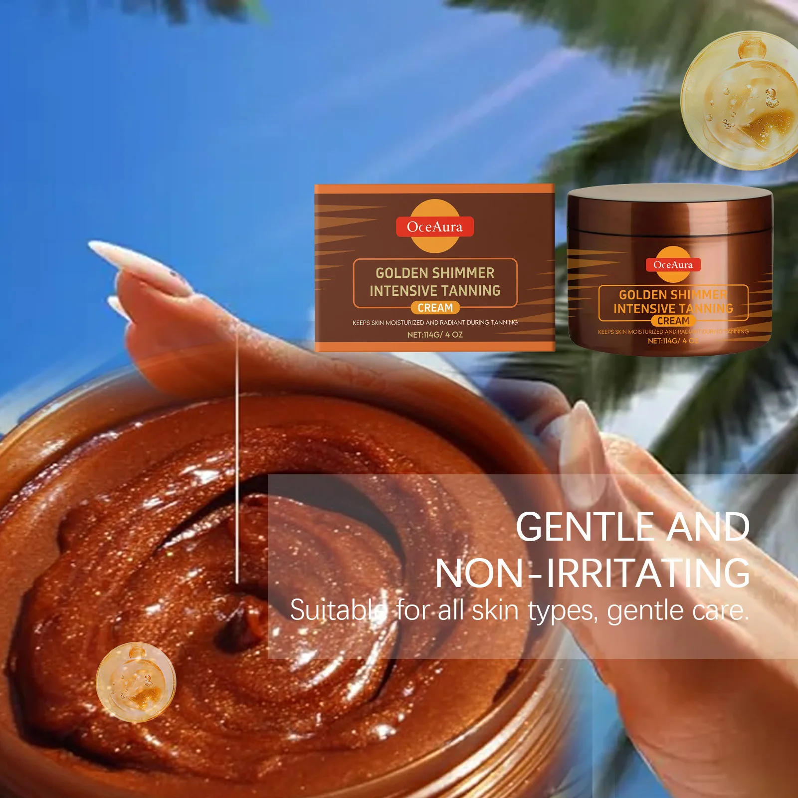 Loción bronceadora corporal dorada, protección Sexy para solarium, absorbente de luz solar, piel más oscura con acelerador de crema bronceadora para bailarina bronceadora