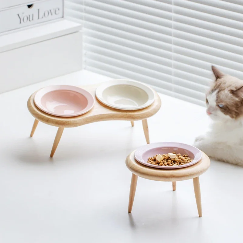 Ceramic Cat Bowl Straw Hat Flying Saucer Pet Cat Bowl Slanted Dog Bowl Water Bowl Tall Adjustable Food Bowl Basin Cervical Prote