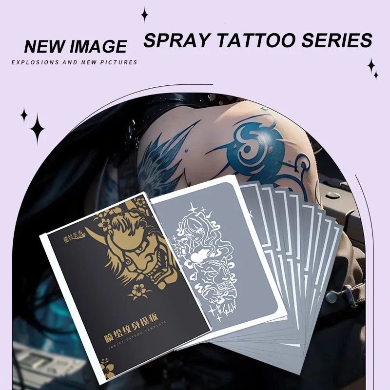 

New Spray Painted Tattoo Pattern Cartoon Spider Butterfly Calligraphy Half Arm Flower Arm Thickened Reusable Tattoo Template