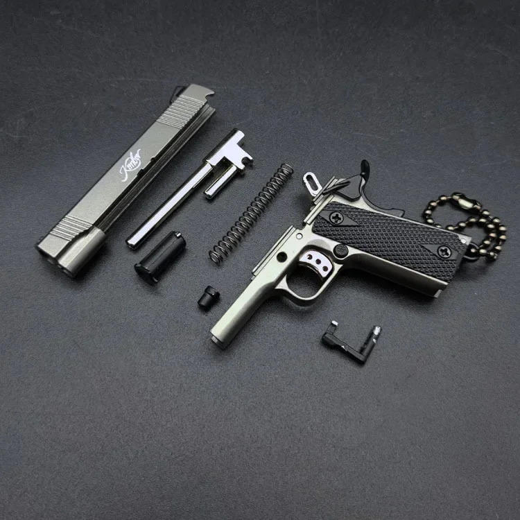 1PCS 1:3 Black Mini KIMBER 1911 Gun Pistol Toys Miniature Model Keychain Metal Shell Alloy Gift Toys (Can Not Shoot) (No Box)