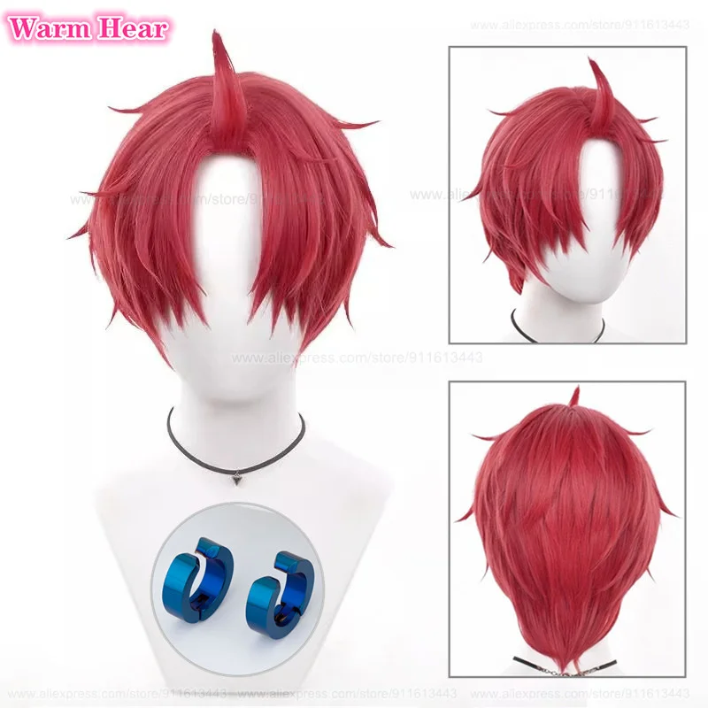 

Enjoji Jin Enjoji Synthetic Hair Anime Jiji Short 32cm Red Cosplay Anime Wig Heat Resistant Hair Halloween Party Wigs + Wig Cap