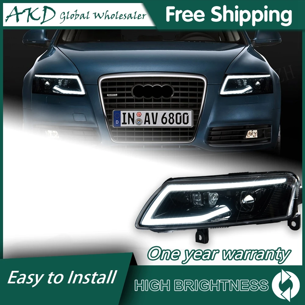 Car For AUDI A6 2005–2011 Headlights 12V Running DRL Hella LED Bi Xenon Bulb Fog Lights Car decorations Accessory A6L Head Lamp