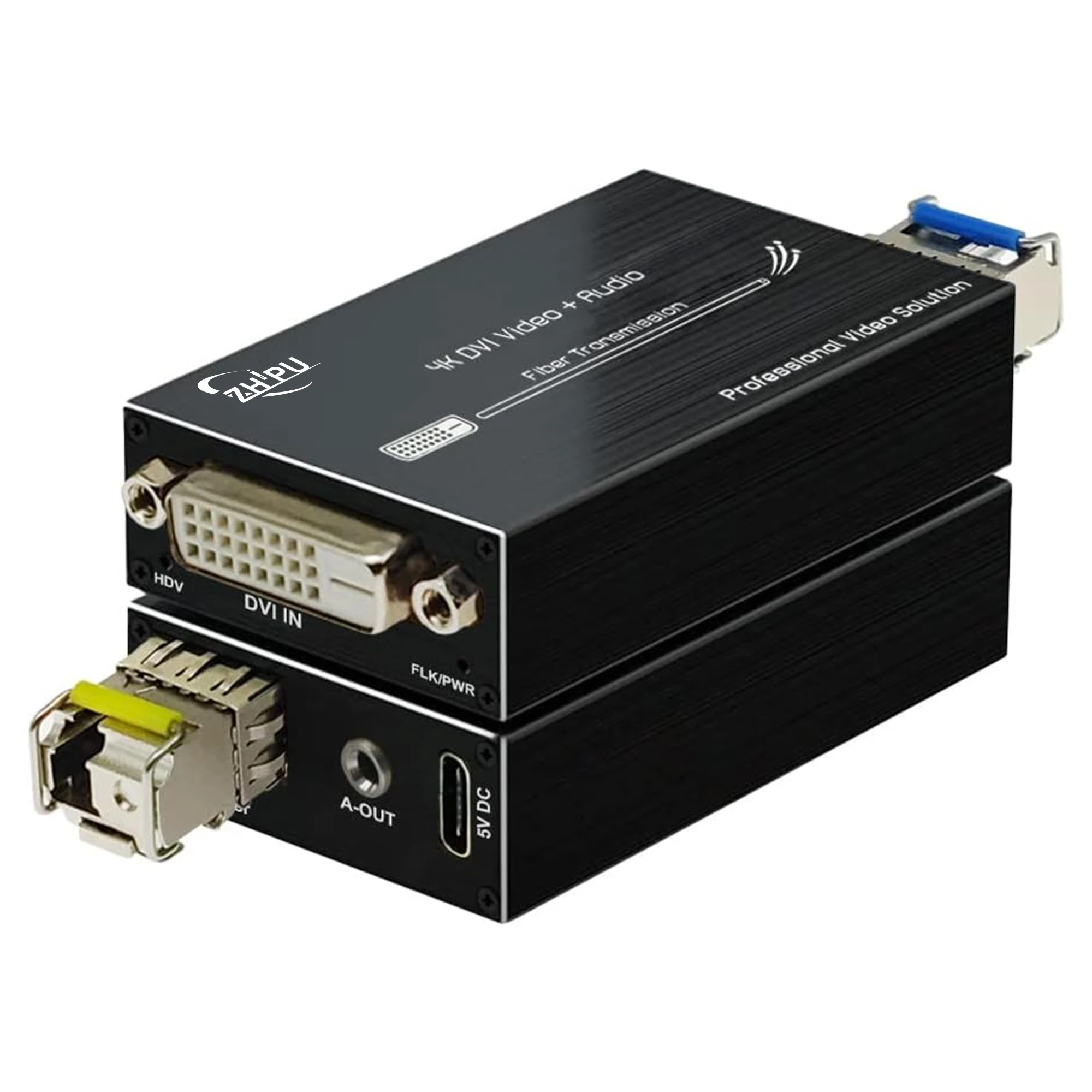 

Mini 4K DVI Fiber Extender,UHD DVI to Fiber Convert Optical Transceiver with External Stereo Audio/RS232, Single-mode 20km