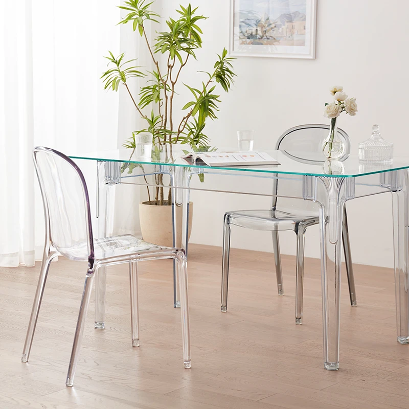 Sillas de comedor con trono transparente, Sillas de comedor modernas de diseño nórdico de lujo, Sillas cómodas con acento, muebles de salón