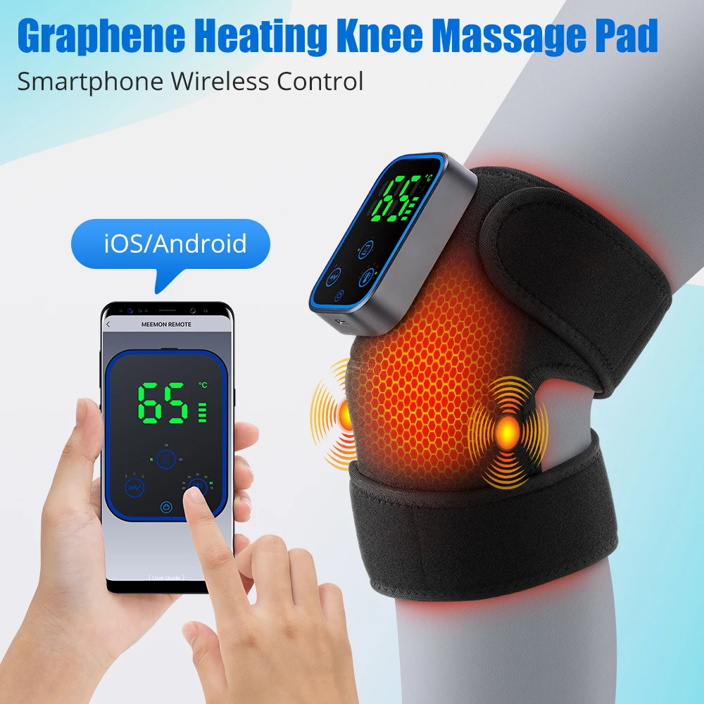 

Wireless APP Control Electric Heating Vibration Massager Brace for Knee Shoulder Elbow - Detachable 3 Levels Timer Heating