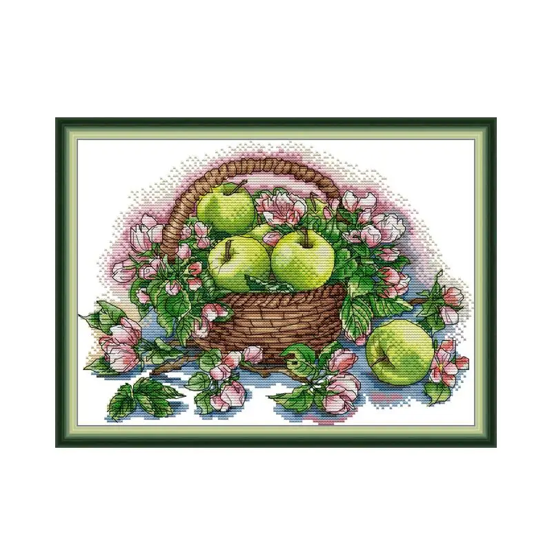 

Набор для вышивки крестом с цветами и фруктами, 14 карат, 11 карат, принт, холст, стежки, вышивка, сделай сам, рукоделие ручной работы