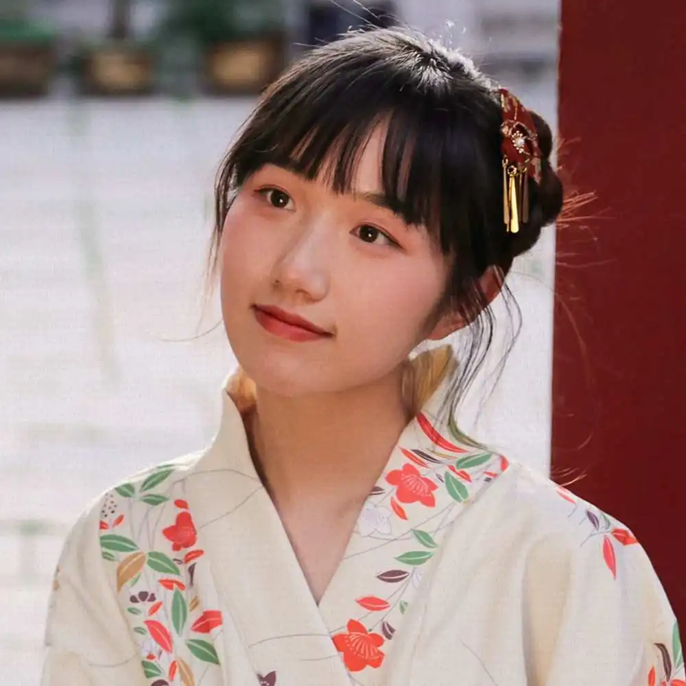 ญี่ปุ่นอุปกรณ์เสริมผมพัดลมโลหะพู่ Hairpin Vintage Headwear Hanfu ตกแต่งสําหรับเด็กสาวดอกไม้ผมคลิป