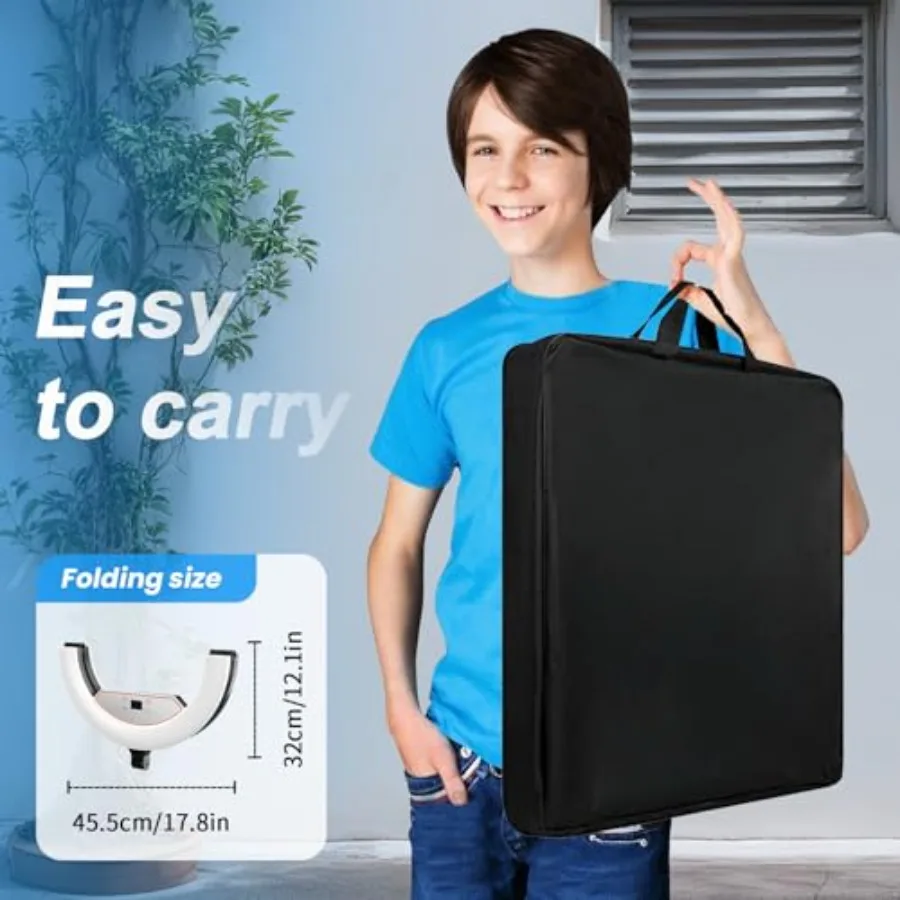 ไฟวงแหวนขนาด 18 นิ้ว พร้อมขาตั้ง และไฟวงแหวนขนาดใหญ่แบบพับได้ 10 นิ้ว สำหรับ iPad iPhone จอ LCD ใช้งานร่วมกับคลิปหนีบ 4 ตัว และขาตั้ง 2 ตัว