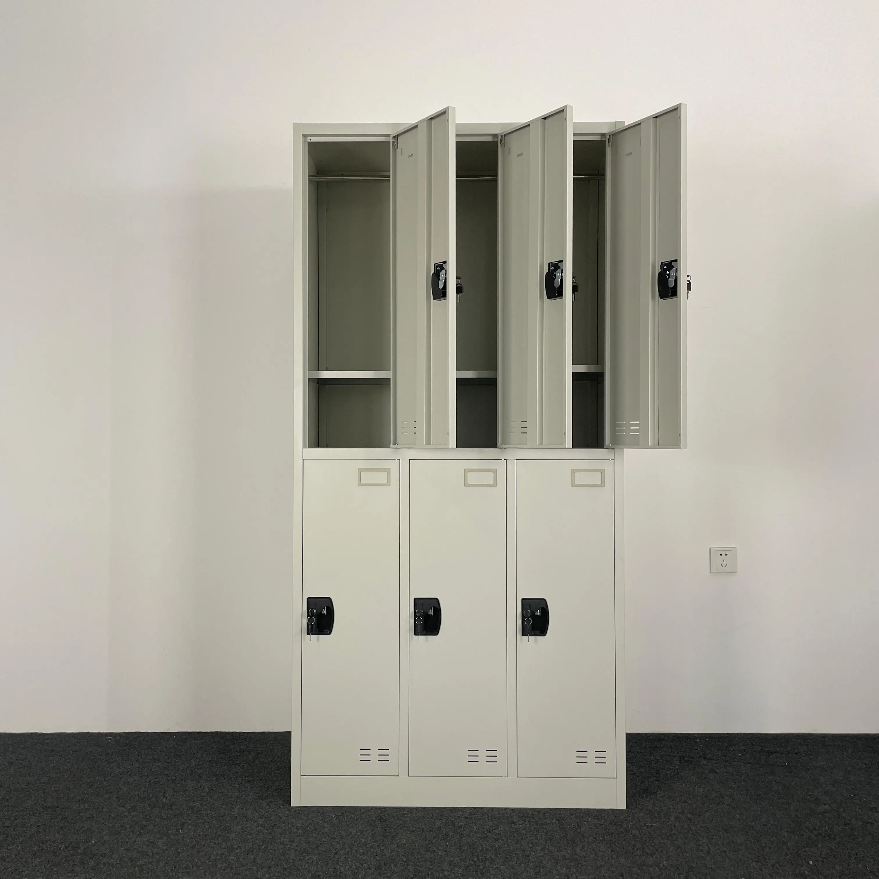 من السهل التجميع الصالة الرياضية لوكر المدرسة 6 أبواب خزانة مكتب خزانة معدنية خزانة المدرسة الصلب لتغيير الغرفة