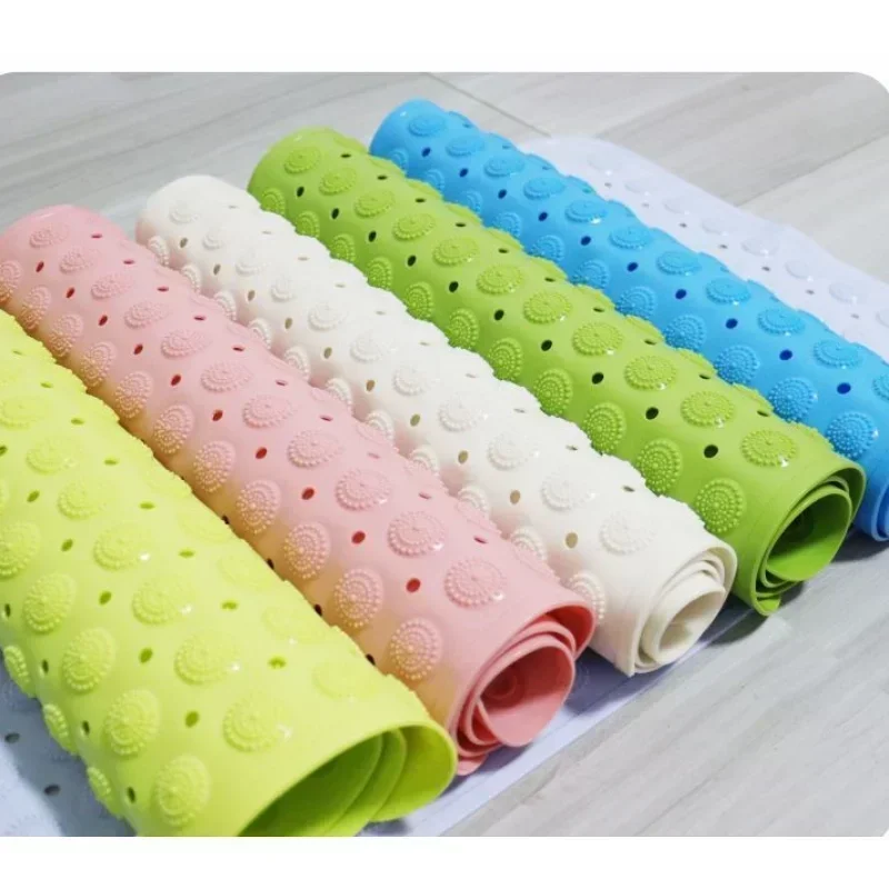 

1PC PVC Anti-skid Bath Mats Rectangle Soft Shower Bathroom Massage Mat Suction Cup Non-slip Bathtub Carpet Large Size