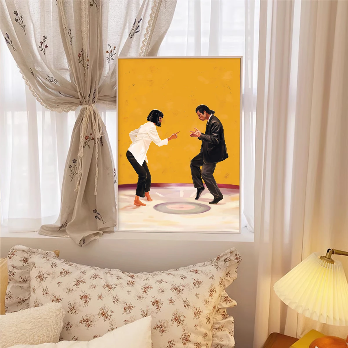 Canvas Print Painting Poster Yellow Color Man Womon Dancing Living Room Bedroom Porch Wall Picture Art Home Decoration No Frame