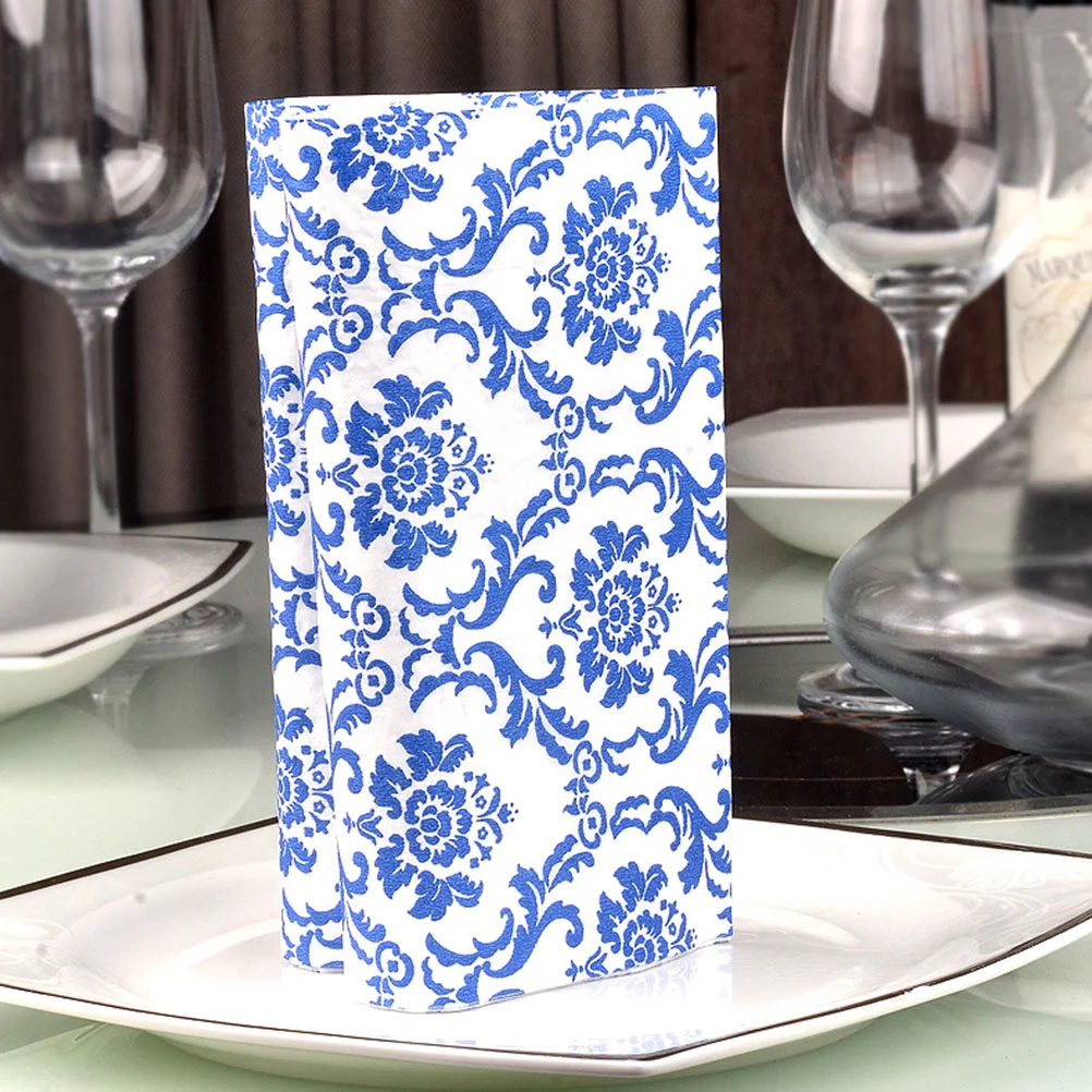 80 Vellen Decoupage Servetten Hotel Servetten Weefsel Wit Decor Blauw En Porselein Patroon Hoge Kwaliteit Papier Bruid