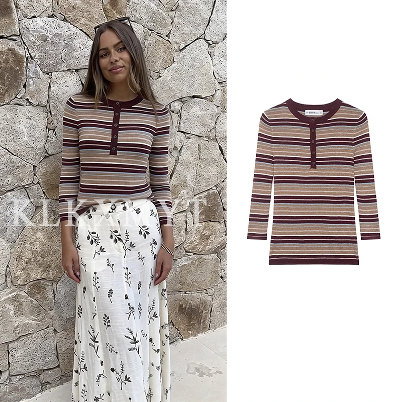 

Pink Striped Slim Long Sleeve Tees Women Spring Casual Cotton O-neck Tshirt New Tops Clothes Sweet Cute Vintage T-shirts Y2K