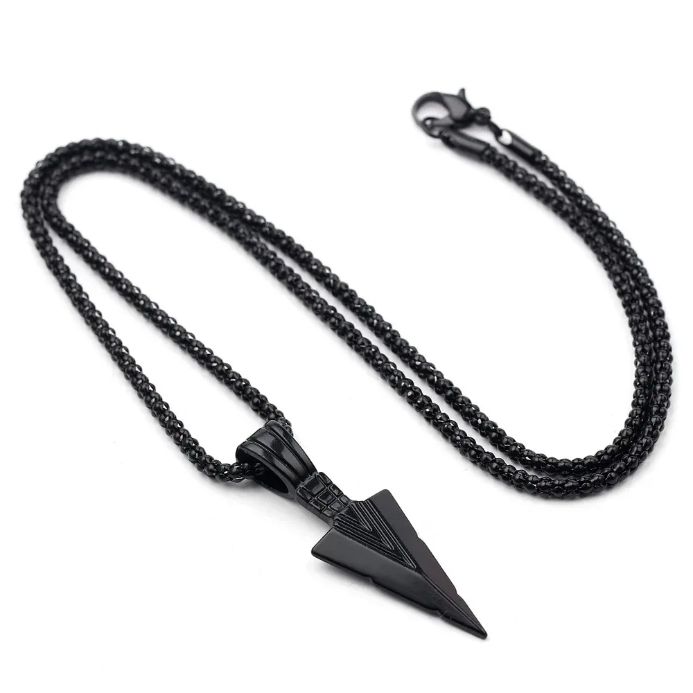 

Men Black Harpoon Long Arrow Necklace for Men Women with Arrow Pendant Jewelry Chain Hip Hop Punk Rock Christmas Halloween Gift