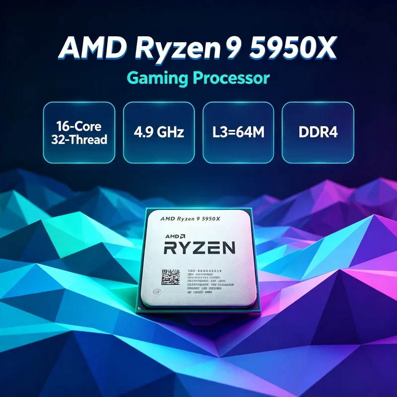 AMD Ryzen 9 5950X 105W DDR4 UP to 4.9GHz Socket AM4 16-Core 32-Thread 3.4 GHz but without cooler L3=64M Gaming CPU