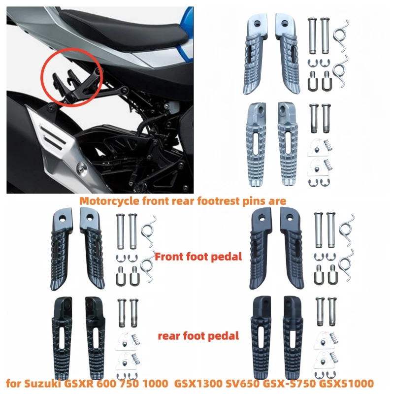 

Motorcycle front rear footrest pins are for Suzuki GSXR 600 750 1000 GSXR600 GSXR750 GSXR1000 GSX1300 SV650 GSX-S750 GSXS1000