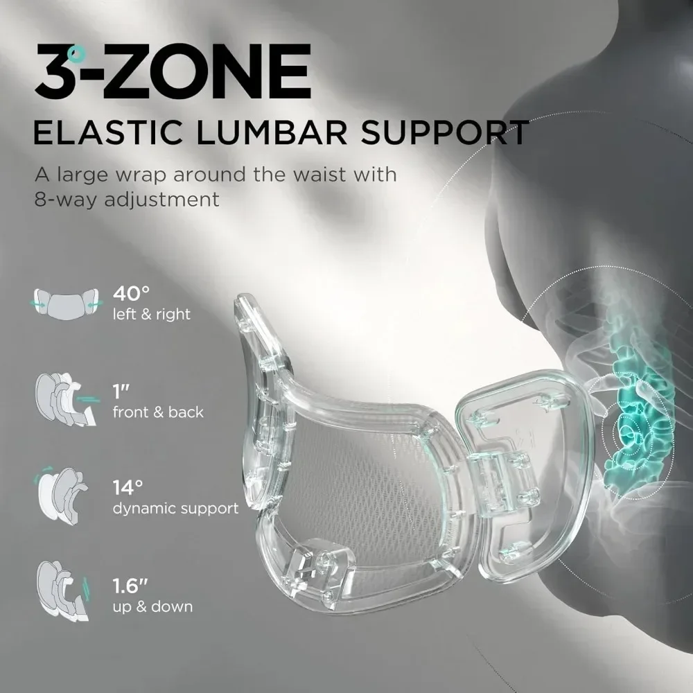 كرسي مكتب مريح Hbada E3 بسعر خاص، مع دعم قطني ديناميكي ثلاثي المناطق، مسند رأس قابل للتعديل، مساند للذراعين قابلة للتعديل 6D #4