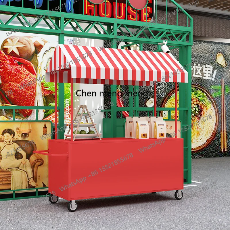Stall trolley wrought iron snacks, shopping mall promotion float, night market outdoor stall push, with wheels
