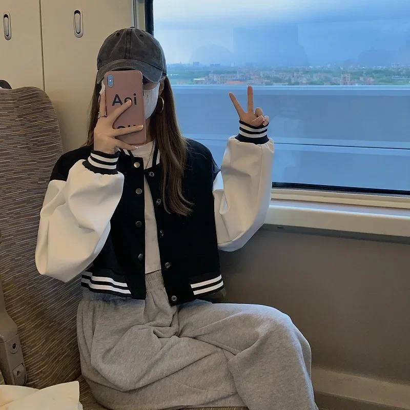 

Женская осень/зима 2023, новый стиль, укороченная куртка с длинными рукавами, уменьшающая возраст, миниатюрная верхняя одежда Ballpark