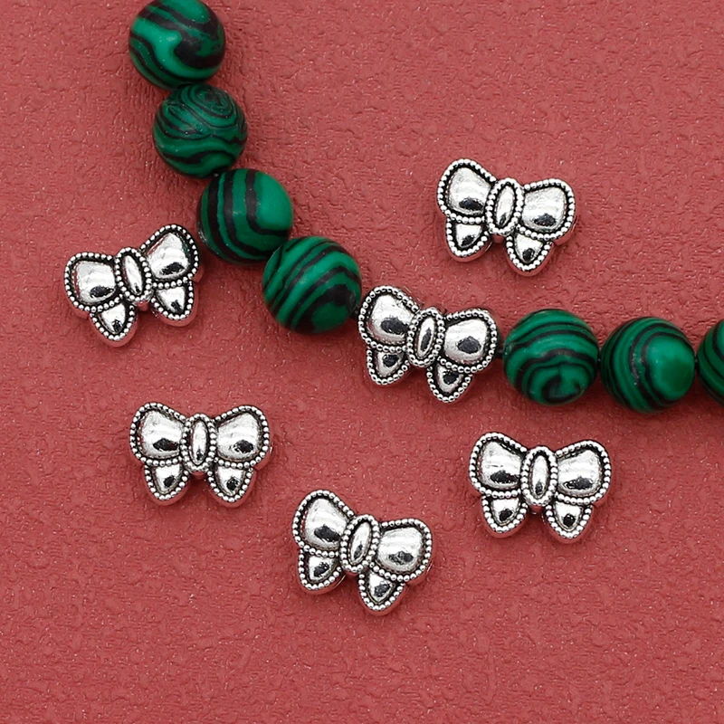 10pcs/lot Vintage Handicraft Bow-tie Model Loose Beads 12x8.5mm Women Earrings Necklace Bracelets Charms Spacers DIY Jewelrys
