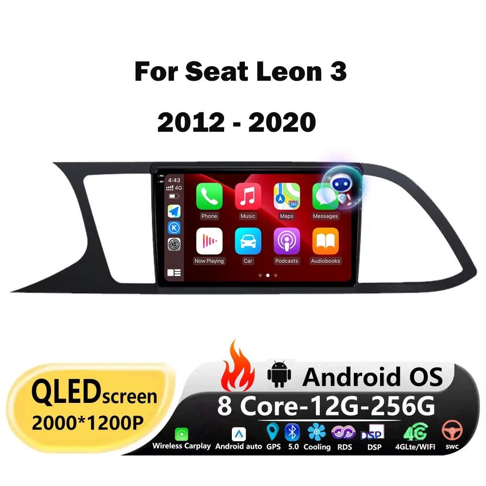 

9'' Android Auto For Seat Leon 3 2012-2020 LHD GPS Navigation Car Radio Multimedia Player Wireless Carplay Bluetooth DSP No 2din