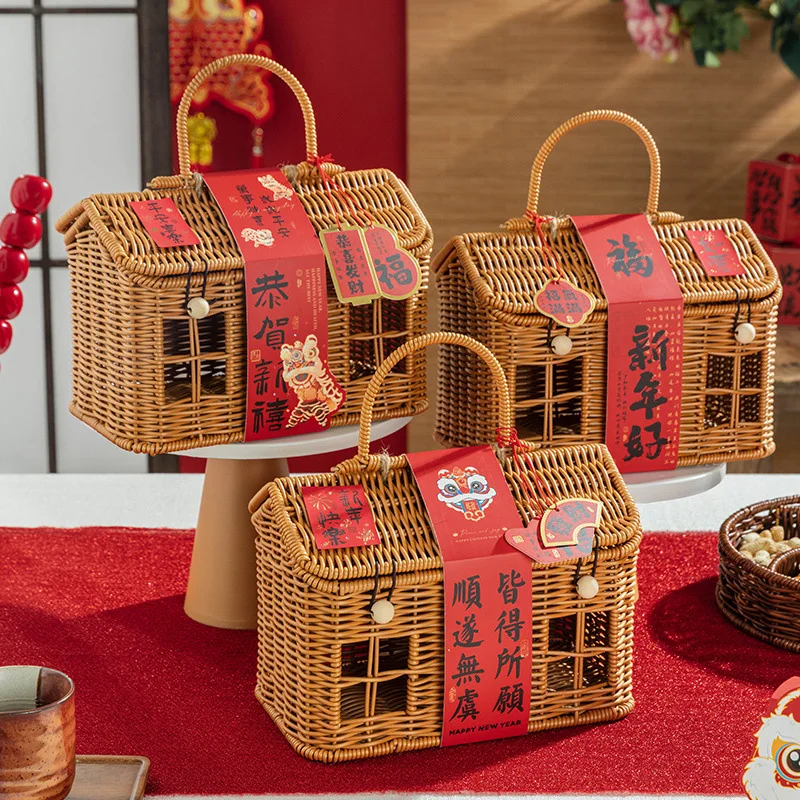 結婚式の記念品、プロポーズ用の籐製バスケット、手持ち卵型ギフトボックス、クリスマス、新年の贈り物、お祝い用品