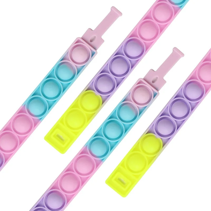 Pulseira de silicone anti-stress para crianças, bolha simples, brinquedo sensorial colorido, alívio sensorial do autismo