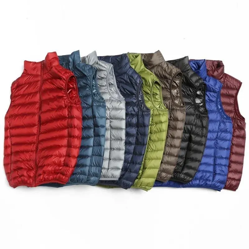 Autumn and Winter Men's 90% White Duck Down Vest Casual Lightweight Down Warm Solid Sleeveless Jacket Men's Portable Pocket Vest