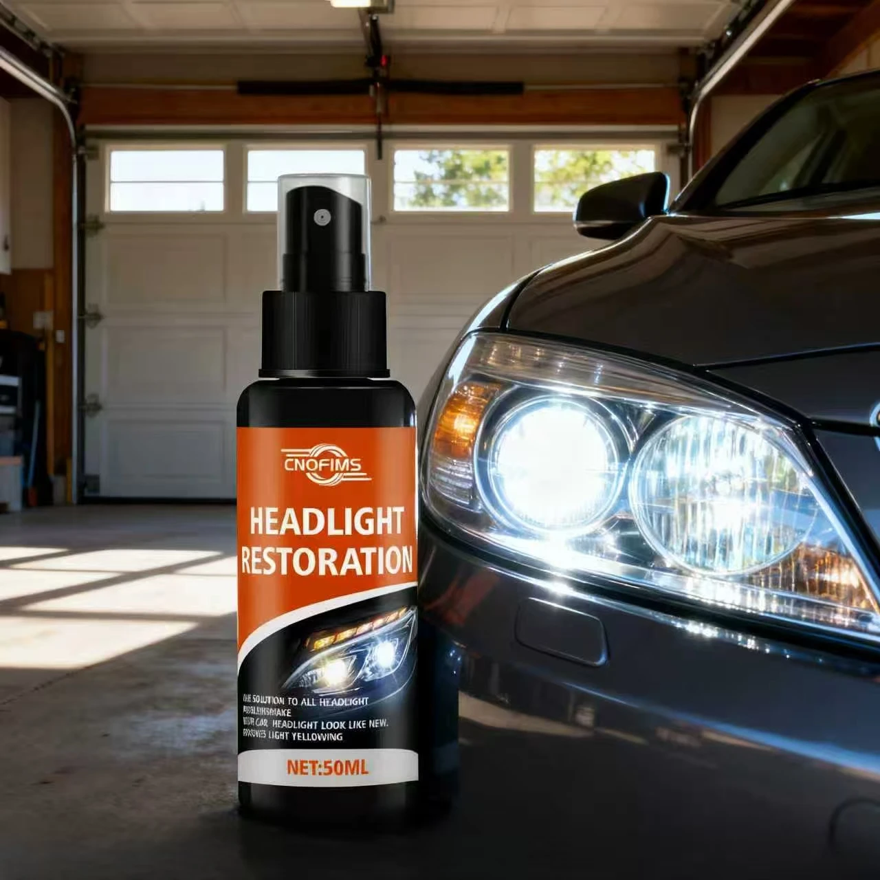 

Спрей для восстановления фар CNOFIMS 50 мл — средство для полировки фар автомобиля, восстановление четкости, антижелтение, универсальный для всех головок