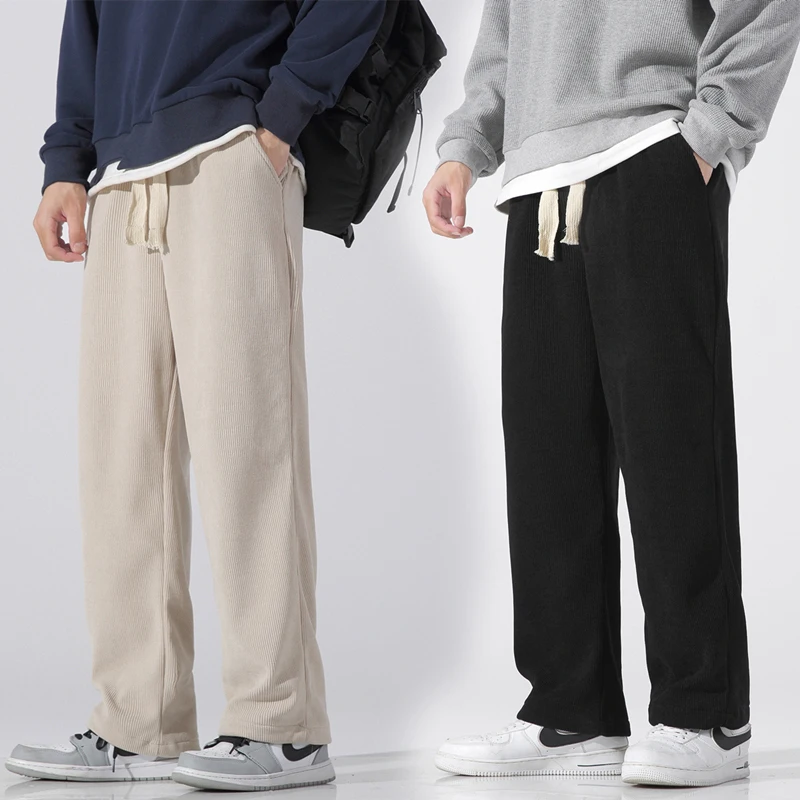 

Corduroy Men's Pants Autumn Spring Trendy Brand Loose Wide Leg Sports Casual American Retro Straight Tube Trousers