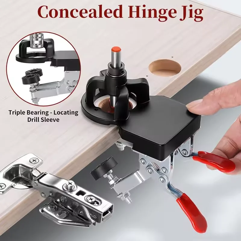 

Woodworking Hinge Hole Locator, Dual Fixture Drilling Guide Locator Tool, Wardrobe Cabinet Door Installation Puncher