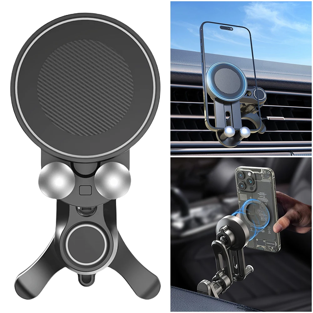 Magnetic Adsorption Car Phone Holder Strong Magnets Car Smartphones Mount Universal Air Vent Clip Cell Phone Holder for MagSafe