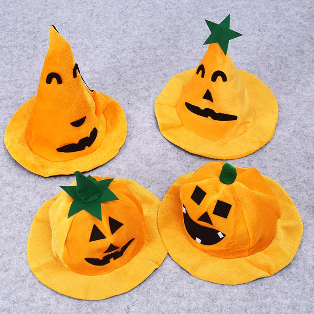 

4Pcs Halloween Pumpkin Hat Exquisite Colorful Cosplay Party Cap Masquerade Props Halloween Party Hat Cosplay Props