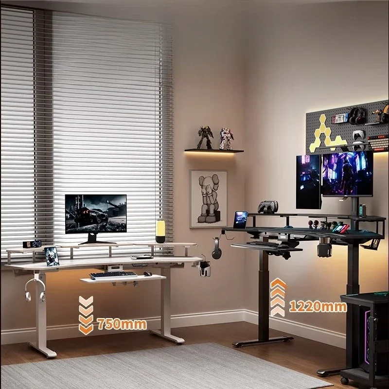 Carbon fiber computer desk home office multi-function electric lifting workbench