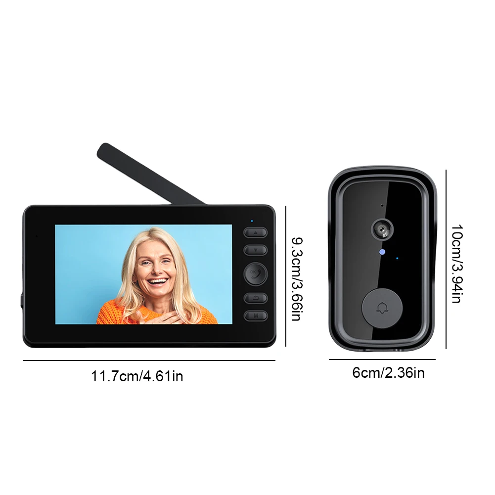 4.3 ''شاشة كاميرا الجرس 2-way الصوت الداخلي فيديو للرؤية الليلية الاستيقاظ الباب الرقمي ثقوب المنزل الذكي جرس الباب اللاسلكي