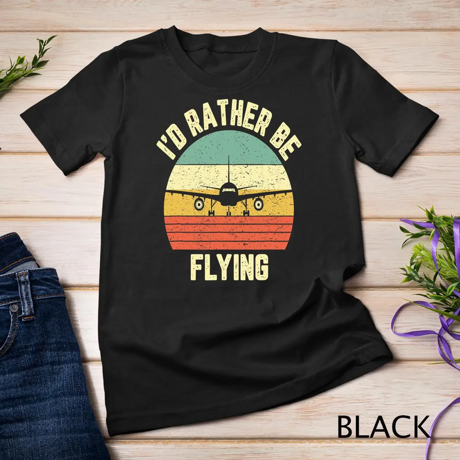 Funny PiloT T Shirt I amp 39 d Rather Be Flying Airplane SweaT vintage Washed streetwear graphic Stretched designer clothes