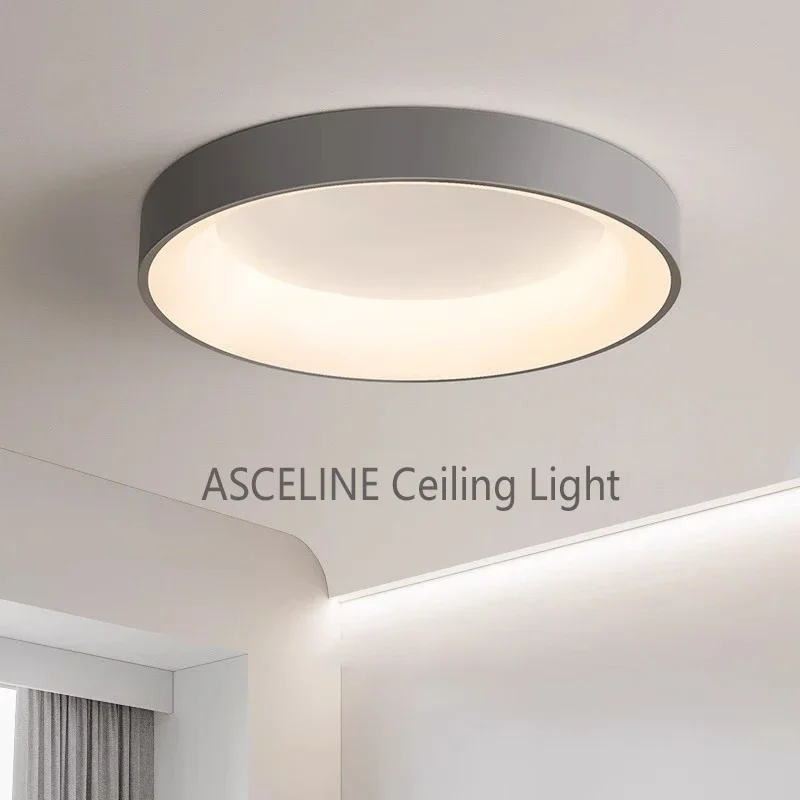 Modern LED Round Ceiling Lamp Nordic White Gray Home Decor Lamps For Bedroom Living Room Study Dining Room Illumination Fixtures