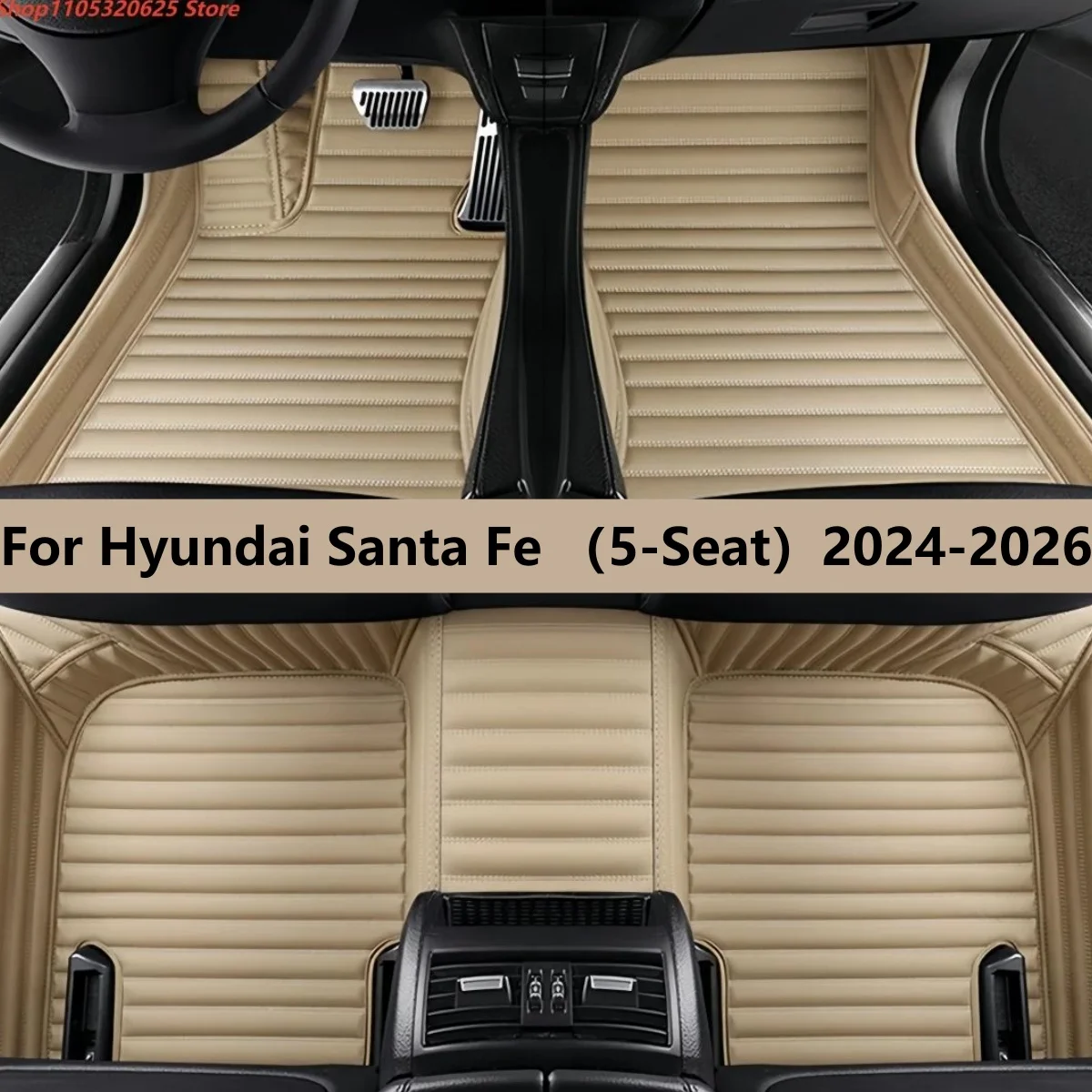 

Car Floor Mats For Hyundai Santa Fe MX5（5-Seat）2024 2025 2026 Auto Accessories Full Set Leather All Weather Cars Carpets Pads