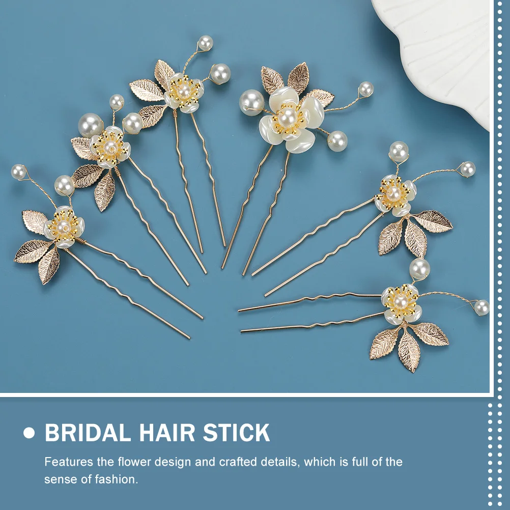 

6pcs Wedding Forks Bridal Hairpins Set Elegant Flower Design Hair Stick For Wedding Party Cosplay Birthday Decoration Hair