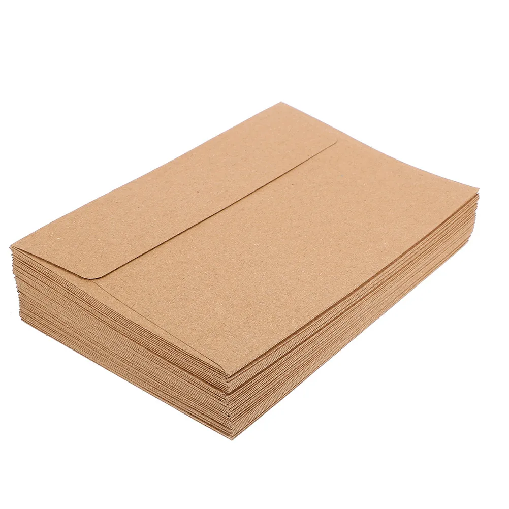 100Pcs Elegant Minimalist Kraft Envelopes Peel and Seal for Wedding Invitations Thank You Cards Photo Mailings Decorative 4