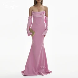 Luxury Pink Strapless Prom Dresses Long Mermaid Wedding Dress Customized Guest 2025 Elegant invita Evening Dress Graduation Gown