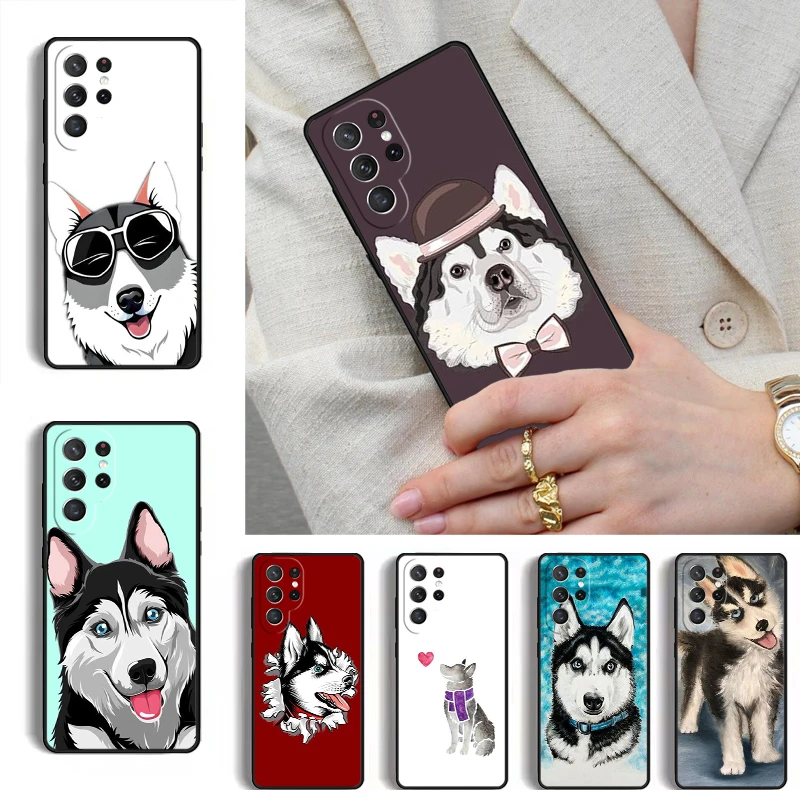 Funda para teléfono con diseño de perro Alaskan Malamute Siberian Husky para Samsung Galaxy S26 S25 Ultra S24 S23 S22 S21 Plus Note 10