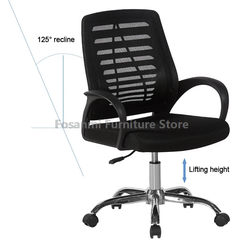 Breathable and Comfortable Mesh Office Chair Black Home Ergonomic Gaming Desk Chairs Adjustable Height Swivel Computer Chair
