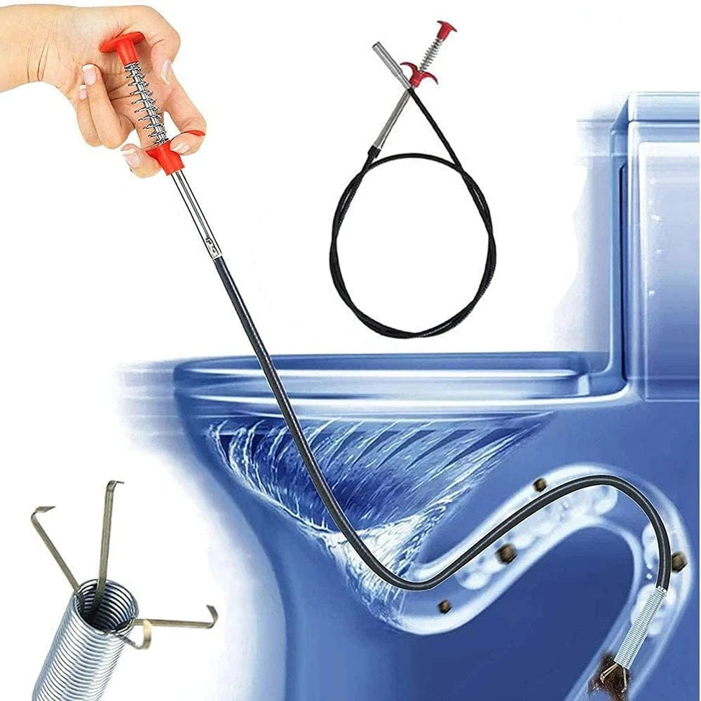 60cm Sewer Pipe Unblocker Snake Spring Pipe Dredging Tool Kitchen Bathroom Sewer Cleaning Tool Kitchen Bending sink tool