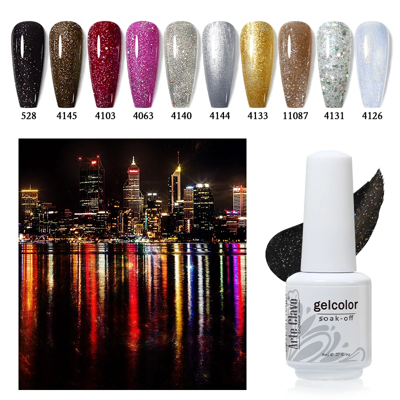 Arte Clavo 10 PCS Gel Unha Polonês Conjunto 4 Estações Soak Off UV LED Nail Art Gel Kit Manicure Semi Permanente Verniz Gel Híbrido 8ml