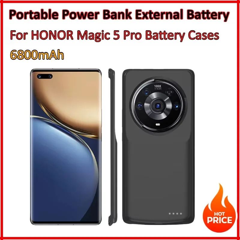 

2025 New 6800mAh Portable Power Bank Cover For HONOR Magic 5 Pro Battery Cases External Battery Charger Cover For Magic 5