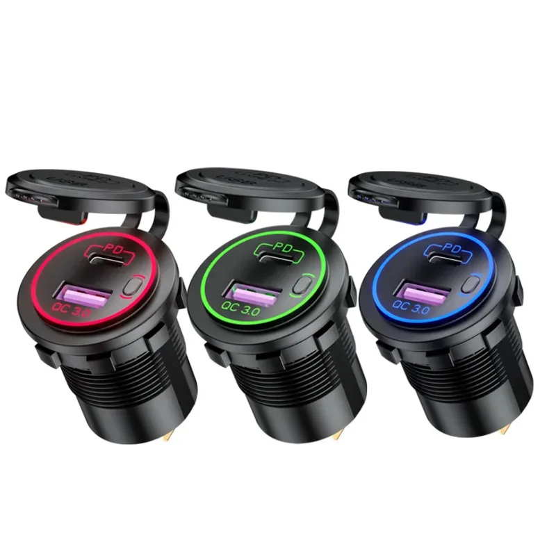 

12 В 24 В PD QC3.0 USB-розетка для быстрой зарядки Quick Charge 3.0 Dual USB Автомобильное зарядное устройство с вольтметром