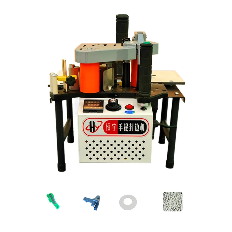 

1200W Edge Banding Machine Portable Wood PVC Two-sided Gluing Edge Bander With Tray Cut Adjustable Speed