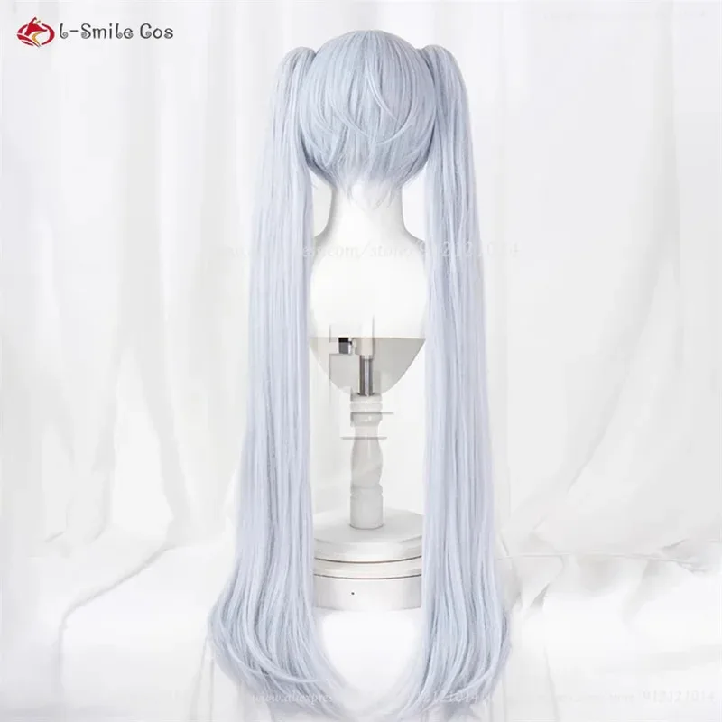 Nikke-Peluca de Cosplay de Cenicienta, cola de caballo doble, púrpura, gris, 90cm, pelo sintético resistente al calor, peluca de disfraces de Anime para Halloween