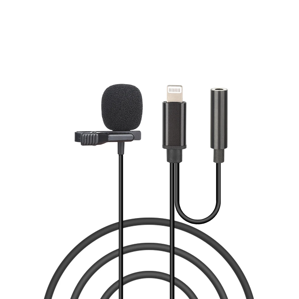 Portable Lavalier 3.5mm Wired Clip on Microphone for Phone and Laptop Mini Wired Headset Microphone Two in One
